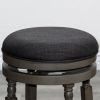 24" Counter Stool, Weathered Gray Finish, Charcoal Fabric Seat - as Pic