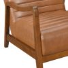 1pc Accent Chair Brown Faux Leather Walnut Finish Solid Rubberwood Modern Living Room Furniture - as Pic