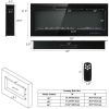 50 Inch Recessed Electric Insert Wall Mounted Fireplace with Adjustable Brightness - black