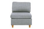 Living Room Furniture Armless Chair Light Grey Dorris Fabric 1pc Cushion Armless Chair Wooden Legs - as Pic