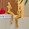 Abstract Golden Sculpture &amp; Figurines for Interior Resin Figure Statue Modern Home Decor Desk Accessories Nordic Room Decoration - 2PCS-LOVE