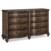 Traditional Dresser of 8 Drawers Classic Brown Oak Finish 1pc Wooden Formal Bedroom Furniture Decorative Drawer Pulls - as Pic