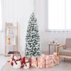 6 Feet Unlit Hinged Snow Flocked Artificial Pencil Christmas Tree with 500 Branch Tip - 6ft