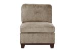 Modular Living Room Furniture Armless Chair Camel Chenille Fabric 1pc Cushion Armless Chair Couch Exposed Wooden base - as Pic