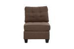 Living Room Furniture Tufted Armless Chair Black Coffee Linen Like Fabric 1pc Armless Chair Cushion Nail heads Wooden Legs - as Pic