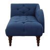 1pc Modern Traditional Chaise Button Tufted Detail Blue Upholstery Style Comfort Living Room Furniture Espresso Finish Legs - as Pic