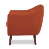 Orange Fabric Upholstered Accent Chair 1pc Espresso Finish Legs Button Tufted Solid Wood Furniture Living Room Chair - as Pic