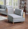 Living Room Furniture Armless Chair Light Grey Dorris Fabric 1pc Cushion Armless Chair Wooden Legs - as Pic