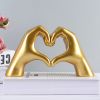 Nordic Heart Gesture Sculpture Resin Abstract Hand Love Statue Figurines Wedding Home Living Room Desktop Ornaments Room Decor - Gold Heart Gesture