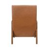 1pc Accent Chair Brown Faux Leather Walnut Finish Solid Rubberwood Modern Living Room Furniture - as Pic