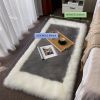 1pc, Soft and Fluffy Sheepskin Rug for Bedroom and Living Room - Non-Slip and Machine Washable Carpet for Dormitory and Room Decor - Gray + White - 23