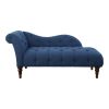 1pc Modern Traditional Chaise Button Tufted Detail Blue Upholstery Style Comfort Living Room Furniture Espresso Finish Legs - as Pic