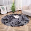 1pc, Tie-Dye Plush PV Velvet Area Rug, 62.99", American Style Round Rug, Floor Decor - Tie-dye Colorful - 62.99inch