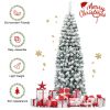 6 Feet Unlit Hinged Snow Flocked Artificial Pencil Christmas Tree with 500 Branch Tip - 6ft