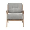 Modern Tufted Back Accent Chair 1pc Gray Upholstery Antique Finish Solid Rubberwood Unique Design Furniture - as Pic