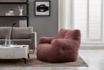 Soft Tufted Foam Bean Bag Chair With Teddy Fabric Bean Paste Red - as Pic