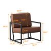 Modern Fashion PU Leather Feature Armchair with Metal Frame Extra-Thick Padded Backrest and Seat Cushion, for Living Room,Bedroom, Office, Studio, Bro