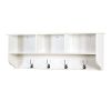 White Entryway Wall Mounted Coat Rack with 4 Dual Hooks Living Room Wooden Storage Shelf - as pic