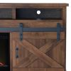 Bridgevine Home Farmhouse 93 inch Electric Fireplace TV Stand for TVs up to 100 inches, Aged Whiskey Finish - as Pic