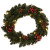 Christmas Wreaths 2 pcs with Decoration Green 1 ft - Green