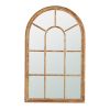 34x54.3" Large Arched Accent Mirror with Brown Frame with Decorative Window Look Classic Architecture Style Solid Fir Wood Interior Decor - as Pic