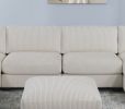 Living Room Furniture Armless Chair Beige Wide-Welt Corduroy 1pc Armless Chair Soft Cushion Wood Legs - as Pic