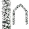 Christmas Garland with LEDs&Ball Set Green 32.8' PVC - Green