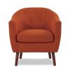 Orange Fabric Upholstered Accent Chair 1pc Espresso Finish Legs Button Tufted Solid Wood Furniture Living Room Chair - as Pic