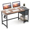 48/55-Inch Home Office Desk with 2 Drawers Hanging Hook - L