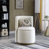 360¬∞ Swivel Accent Chair with Storage Function, Velvet Curved Chair with Gold Metal Base for Living Room, Nursery, Bedroom [Video] - as Pic