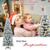 6 Feet Unlit Hinged Snow Flocked Artificial Pencil Christmas Tree with 500 Branch Tip - 6ft