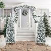 6 Feet Unlit Hinged Snow Flocked Artificial Pencil Christmas Tree with 500 Branch Tip - 6ft