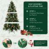 6.5ft Pre-Lit Artificial Flocked Christmas Tree with 350 LED Lights&1200 Branch Tips,Pine Cones& Berries - as picture