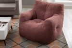 Soft Tufted Foam Bean Bag Chair With Teddy Fabric Bean Paste Red - as Pic