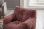 Soft Tufted Foam Bean Bag Chair With Teddy Fabric Bean Paste Red - as Pic