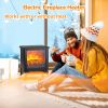 14" 1400W Overheating Safety Protection Freestanding Electric Fireplace Space Stove Heater with Flame - as Pic