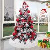 Christmas Tree Skirt, Jacquard Cashmere Snow Flake Xmas Holiday Decoration Ornament - Red 1 - 90cm