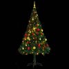 Artificial Pre-lit Christmas Tree with Baubles Green 5 ft - Green