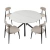 53.15" Modern Round Dining Table White Sintered Stone Tabletop with 4pcs Metal Cross Legs - as Pic