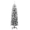 Slim Artificial Christmas Tree with Flocked Snow Green 5 ft PVC - Green