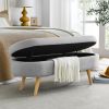 Ottoman Oval Storage Bench,Rubber Wood Legs - Grey