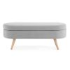 Ottoman Oval Storage Bench,Rubber Wood Legs - Grey