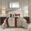 7 Piece Jacquard Comforter Set with Throw Pillows - as Pic