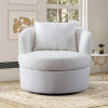 33'' W Super Soft Upholstered Swivel Barrel Chair with Pillow - as Pic