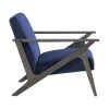 Retro Style Velvet Upholstered Blue Accent Chair 1pc Solid Rubberwood Antique Gray Finish Modern Home Furniture - as Pic