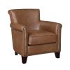 Traditional Brown Leather Accent Chair 1pc Solid Wood Frame Top-Grain Leather Nailhead Trim Classic Modern Living Room Furniture - as Pic