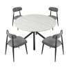 53.15" Modern Round Dining Table White Sintered Stone Tabletop with 4pcs Metal Cross Legs - as Pic