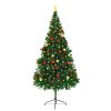 Artificial Pre-lit Christmas Tree with Baubles Green 7 ft - Green