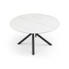 53.15" Modern Round Dining Table White Sintered Stone Tabletop with 4pcs Metal Cross Legs - as Pic