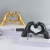 Nordic Heart Gesture Sculpture Resin Abstract Hand Love Statue Figurines Wedding Home Living Room Desktop Ornaments Room Decor - Black Heart Gesture